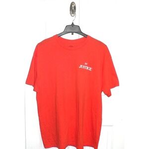 XV Justice Men's‎ Crew Short Sleeve Graphic Print Cotton T-Shirt in Orange XL
